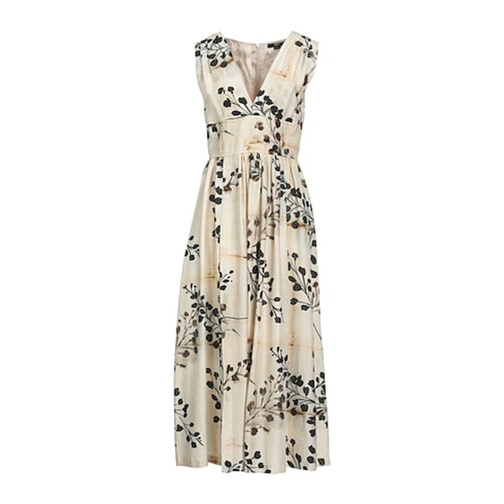 NEW Seventy Cream Silk Floral Midi Dress